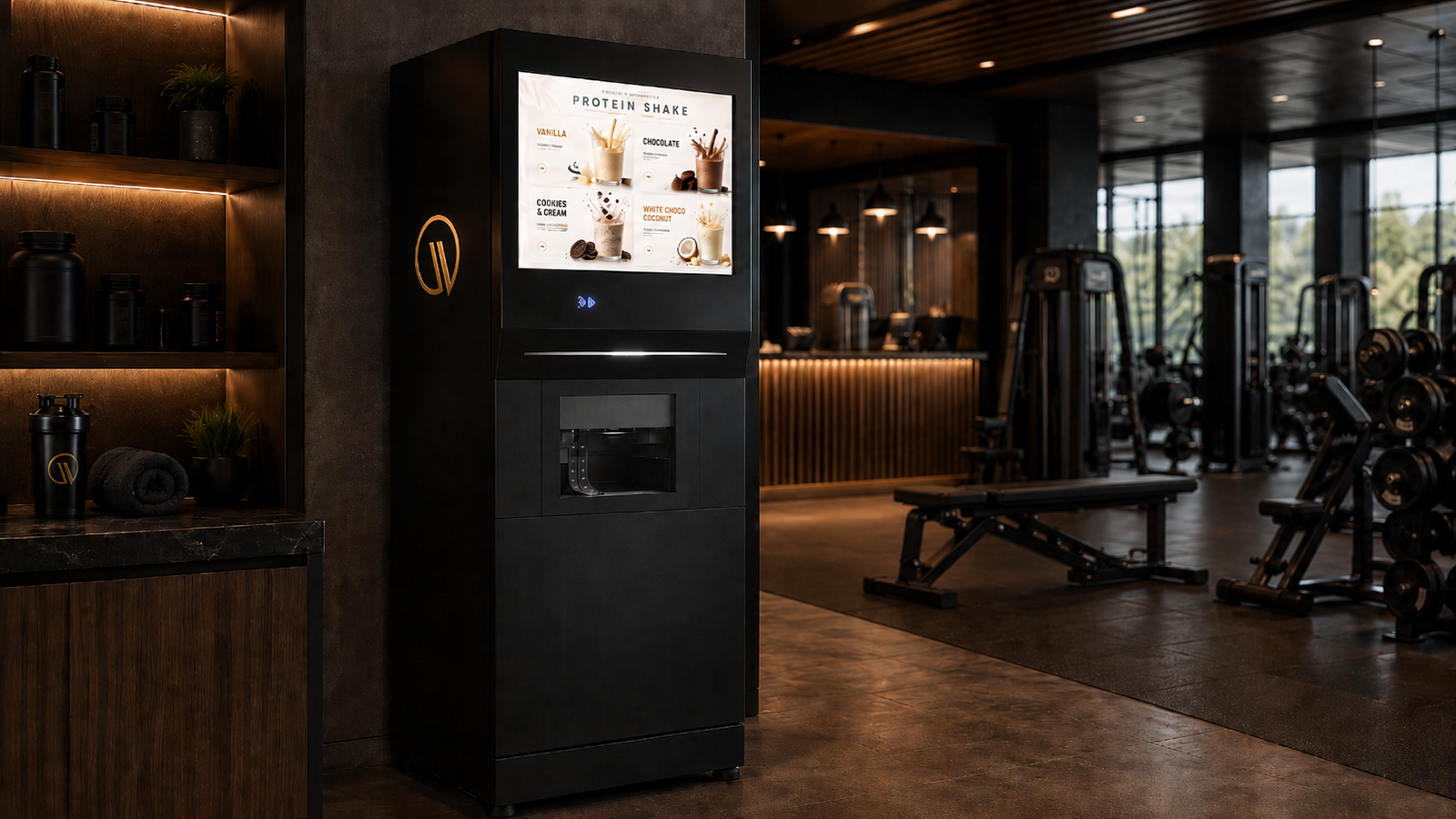 Osmavit uređaj postavljen uz recepciju modernog fitness objekta